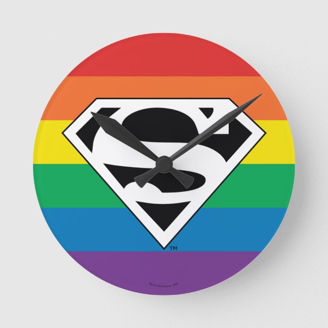 Superman Rainbow Logo Runde Wanduhr (Vorderseite)