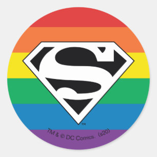 Superman Rainbow Logo Runder Aufkleber