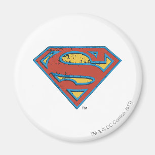 Superman S-Schild  Blue Kontur Grunge Logo Magnet