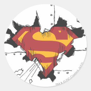 Superman S-Schild  Broken-Metalllogo Runder Aufkleber