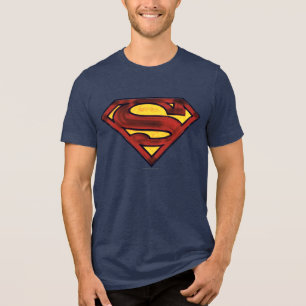 Superman S-Schild  Dunkles Rotes Logo Tri-Blend Shirt