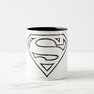 Superman S-Schild  Einfache Schwarze Kontur Zweifarbige Tasse