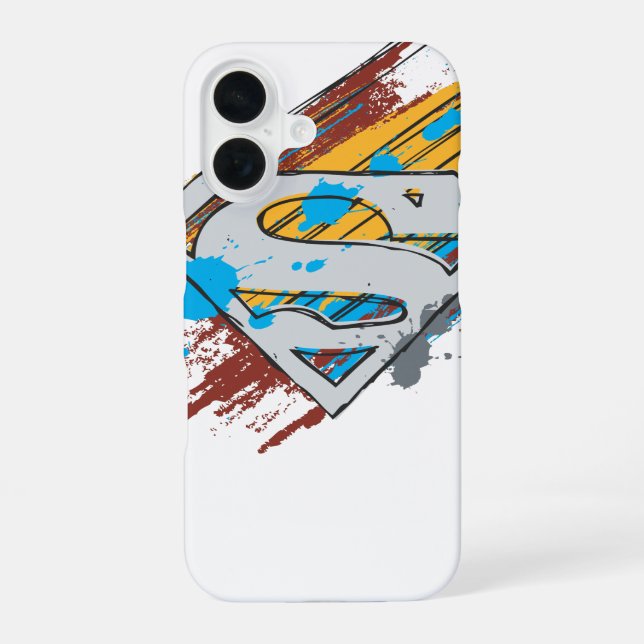 Superman S-Schild | Farbkleckse Logo iPhone 16 Hülle (Rückseite)