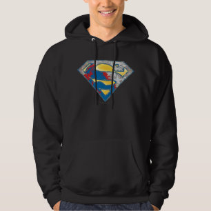 Superman S-Schild  Graues gelbes schwarzes Mix-Log Hoodie