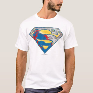 Superman S-Schild  Graues gelbes schwarzes Mix-Log T-Shirt
