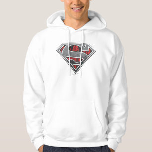 Superman S-Schild Graues und rotes Stadtlogo Hoodie