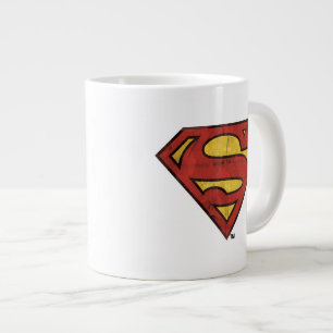 Superman S-Schild  Grunge Schwarze Kontur Logo Jumbo-Tasse
