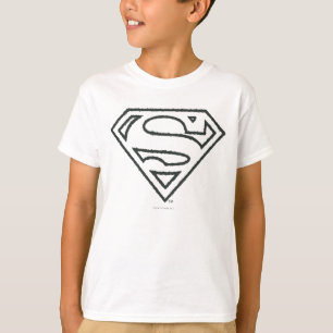 Superman S-Schild  Grunge Schwarze Kontur Logo T-Shirt