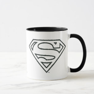 Superman S-Schild  Grunge Schwarze Kontur Logo Tasse