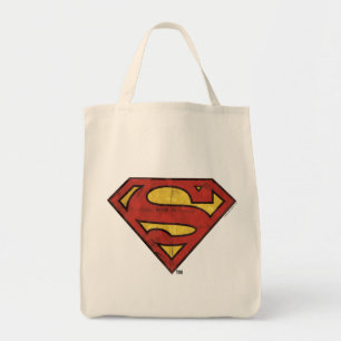 Superman S-Schild Grunge Schwarze Kontur Logo Tragetasche