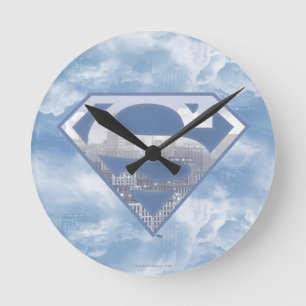 Superman S-Schild  Light Blue City Logo Runde Wanduhr