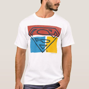 Superman S-Schild  Rotes Blaues gelbes Blocklogo T-Shirt