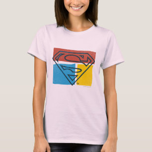 Superman S-Schild  Rotes Blaues gelbes Blocklogo T-Shirt