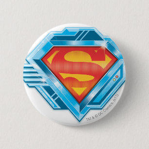 Superman S-Schild  Rotes und Blaues Metal-Logo Button