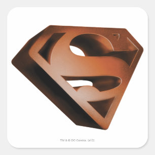 Superman S-Shield   3D-Grainy-Logo Quadratischer Aufkleber
