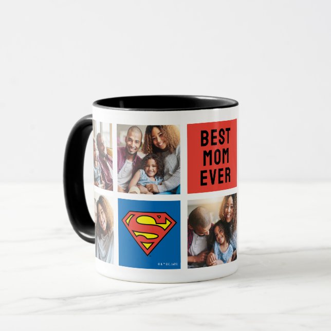 Superman S-Shield | Beste Mama FotoCollage Tasse (Vorderseite Links)