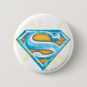 Superman S-Shield   Blaue und orange Logo Button