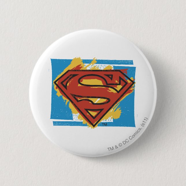 Superman S-Shield | Blauer Hintergrund-Logo Button (Vorderseite)
