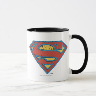 Superman S-Shield Blue Kontur Grunge Logo Tasse