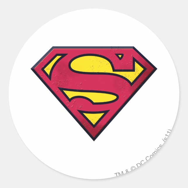 Superman S-Shield | Dirt-Logo Runder Aufkleber (Vorderseite)