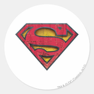 Superman S-Shield   Distresses Logo Runder Aufkleber