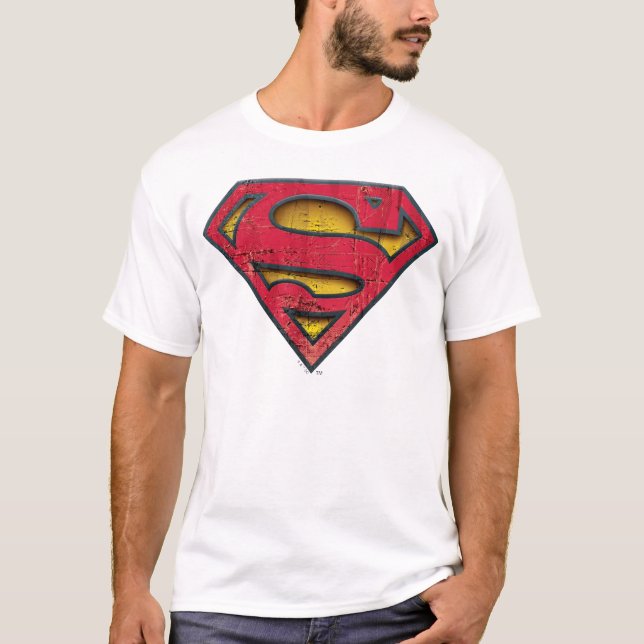 Superman S-Shield | Distresses Logo T-Shirt (Vorderseite)