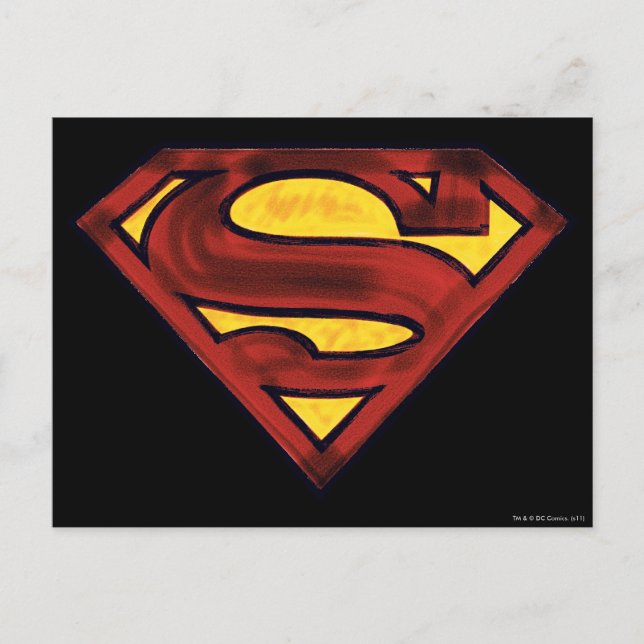 Superman S-Shield | Dunkles Rotes Logo Postkarte (Vorderseite)