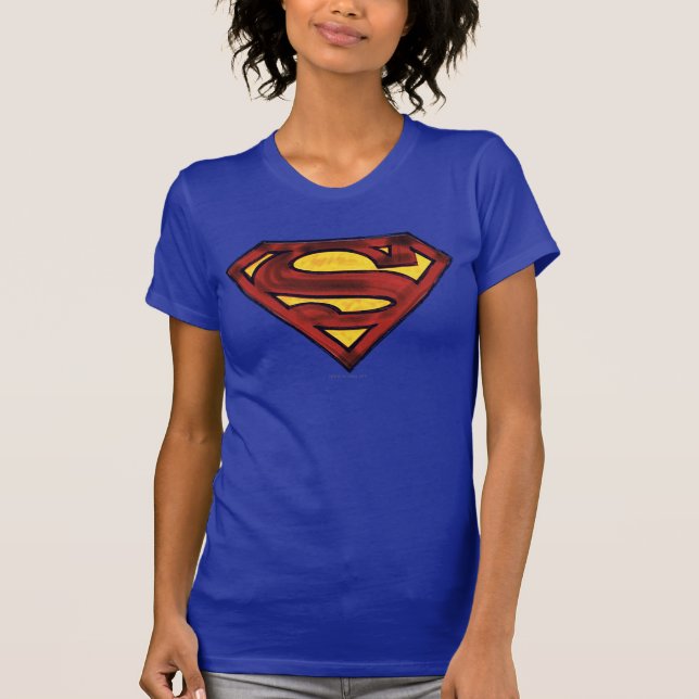 Superman S-Shield | Dunkles Rotes Logo T-Shirt (Vorderseite)