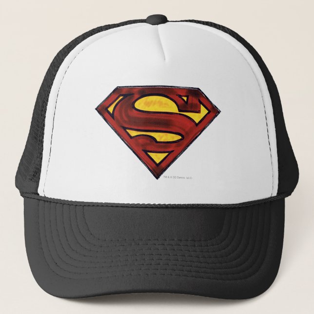 Superman S-Shield | Dunkles Rotes Logo Truckerkappe (Vorderseite)