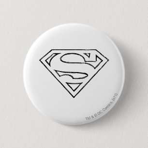 Superman S-Shield   Einfache Schwarze Kontur Button