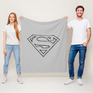 Superman S-Shield   Einfache Schwarze Kontur Fleecedecke