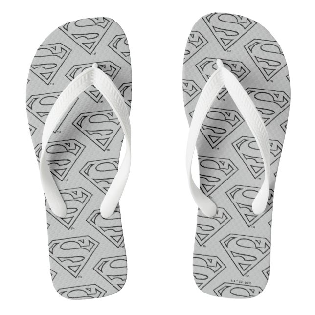 Superman S-Shield | Einfache Schwarze Kontur Flip Flops (Fußbett)