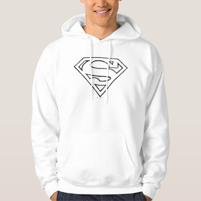 Superman S-Shield | Einfache Schwarze Kontur Hoodie (Vorderseite)