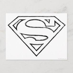 Superman S-Shield   Einfache Schwarze Kontur Postkarte