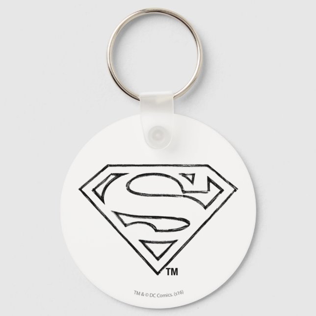 Superman S-Shield | Einfache Schwarze Kontur Schlüsselanhänger (Vorderseite)