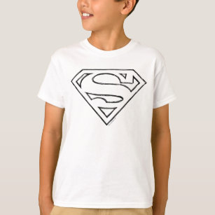 Superman S-Shield   Einfache Schwarze Kontur T-Shirt