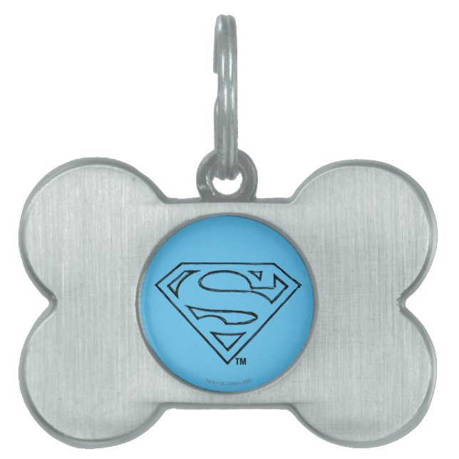 Superman S-Shield | Einfache Schwarze Kontur Tiermarke (Vorderseite)