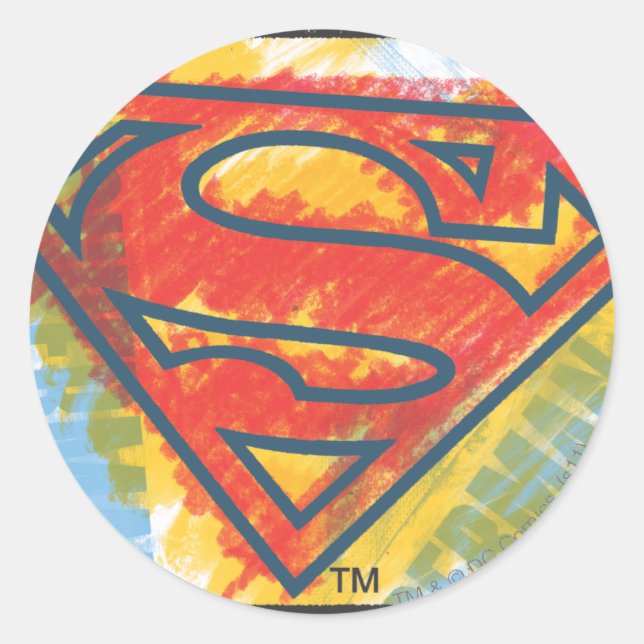 Superman S-Shield | Farbiges Logo Runder Aufkleber (Vorderseite)