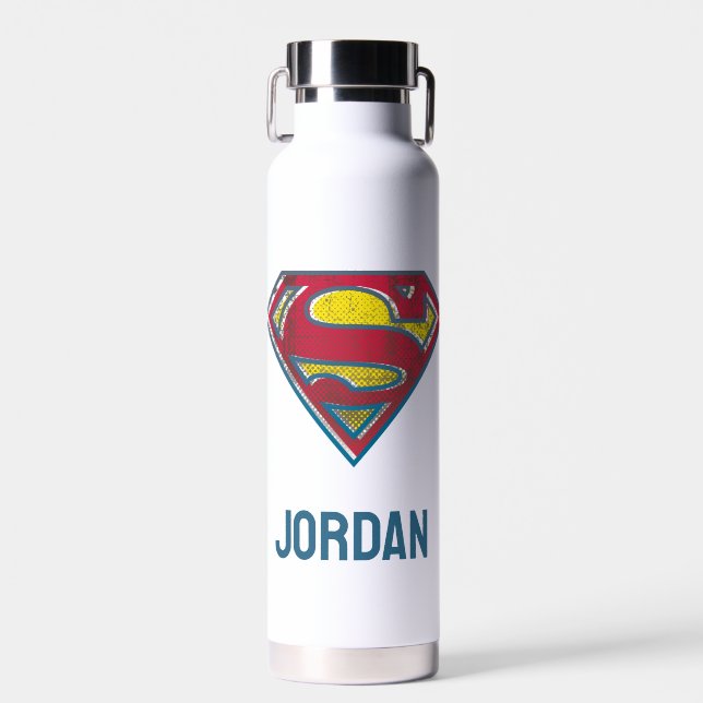 Superman S-Shield | Gedrucktes Logo | Name hinzufü Trinkflasche (Vorne)