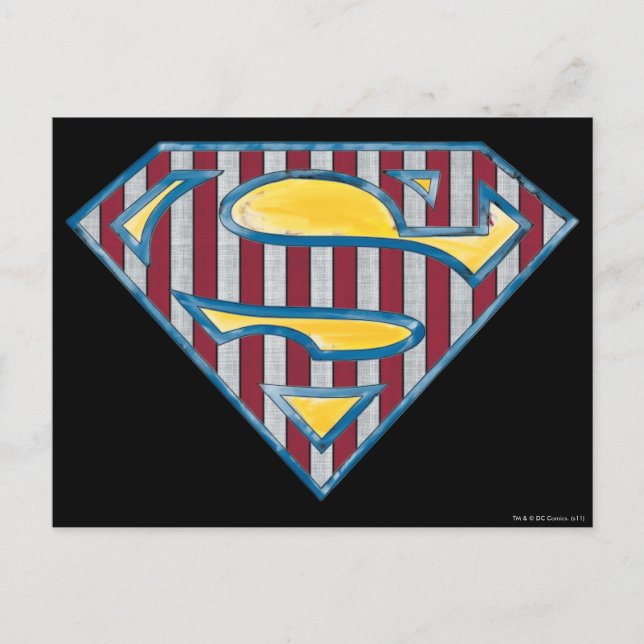 Superman S-Shield | gestreiftes Logo Postkarte (Vorderseite)