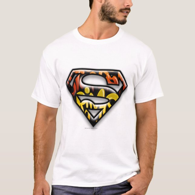 Superman S-Shield | Graffiti-Logo für die schwarze T-Shirt (Vorderseite)