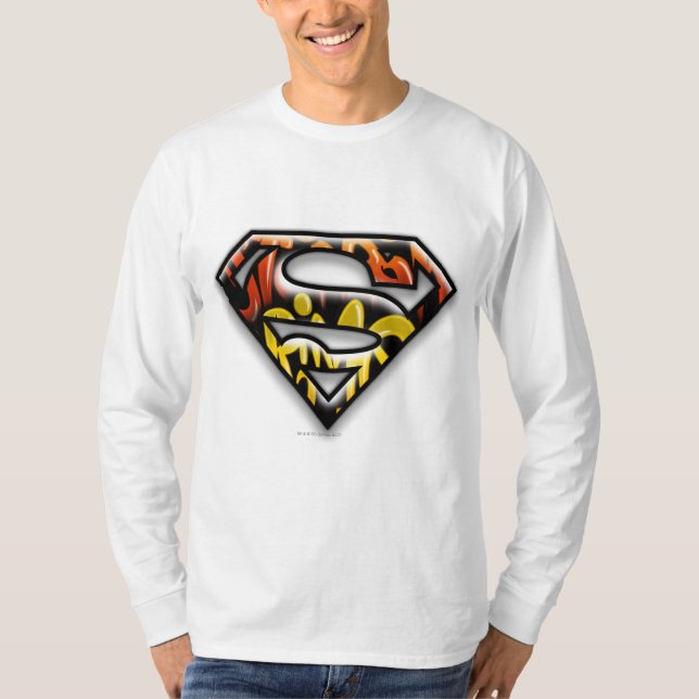 Superman S-Shield | Graffiti-Logo für die schwarze T-Shirt (Vorderseite)