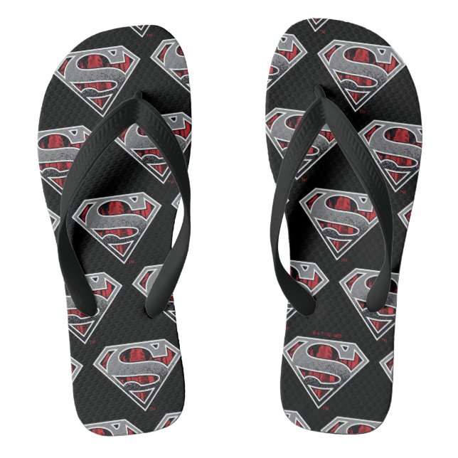 Superman S-Shield | Graue und rote Stadt-Logo Flip Flops (Fußbett)