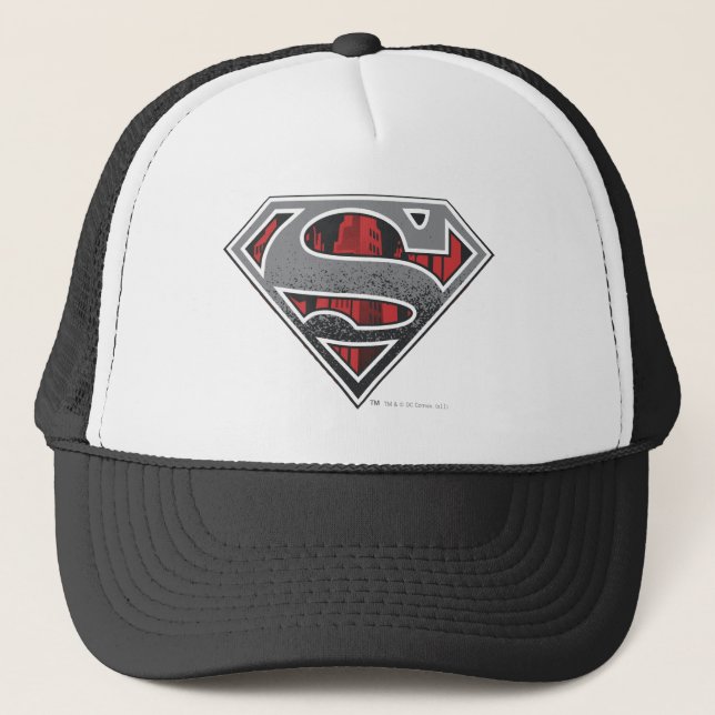 Superman S-Shield | Graue und rote Stadt-Logo Truckerkappe (Vorderseite)