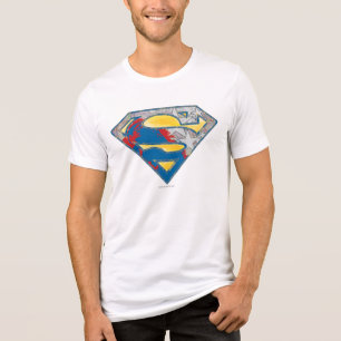 Superman S-Shield   Graues, gelbes, schwarzes Mix- Tri-Blend Shirt