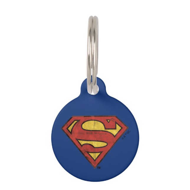Superman S-Shield | Grunge Black Kontur Logo Tiernamensmarke (Vorderseite)