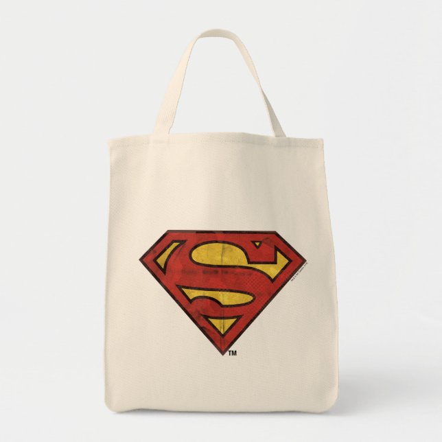 Superman S-Shield | Grunge Black Kontur Logo Tragetasche (Vorne)