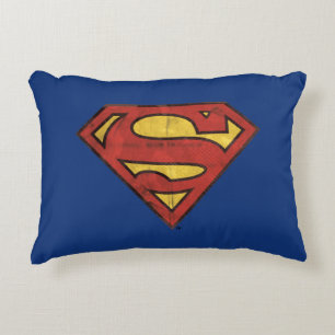 Superman S-Shield   Grunge Black Kontur Logo Zierkissen