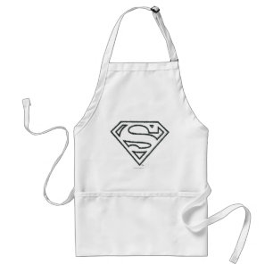 Superman S-Shield   Grunge Black Outline Logo Schürze