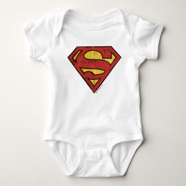Superman S-Shield | Grunge-Logo Baby Strampler (Vorderseite)